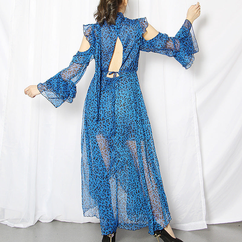 Leopard Dresses Cold Shoulders