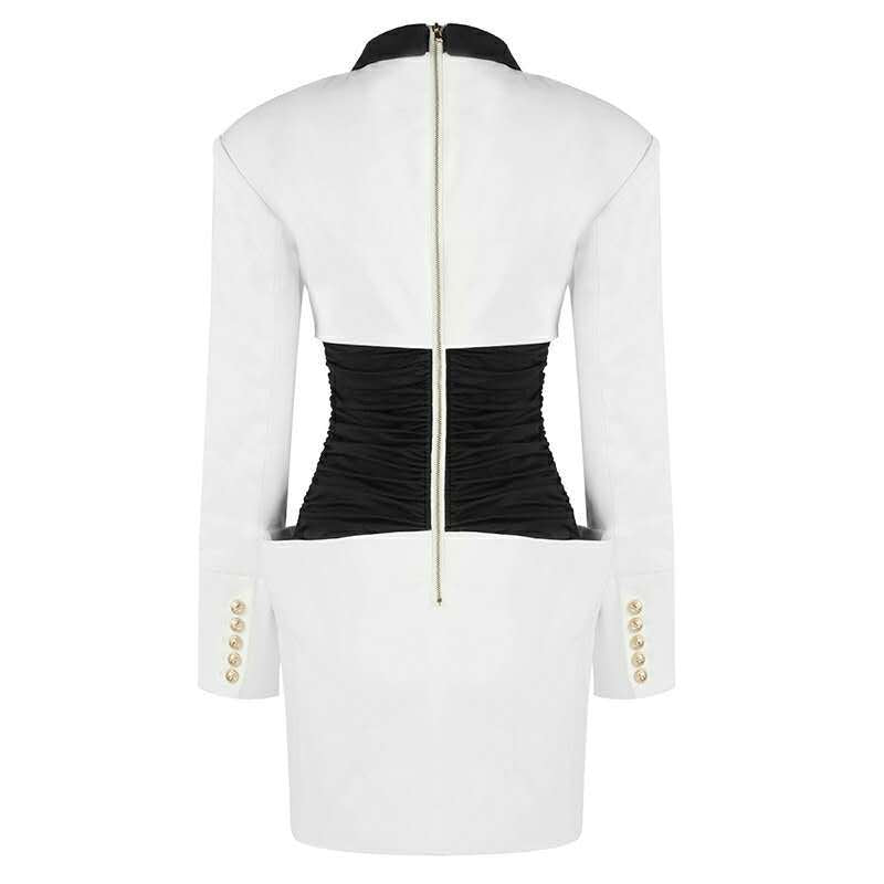 Black and white contrast color bag hip dress