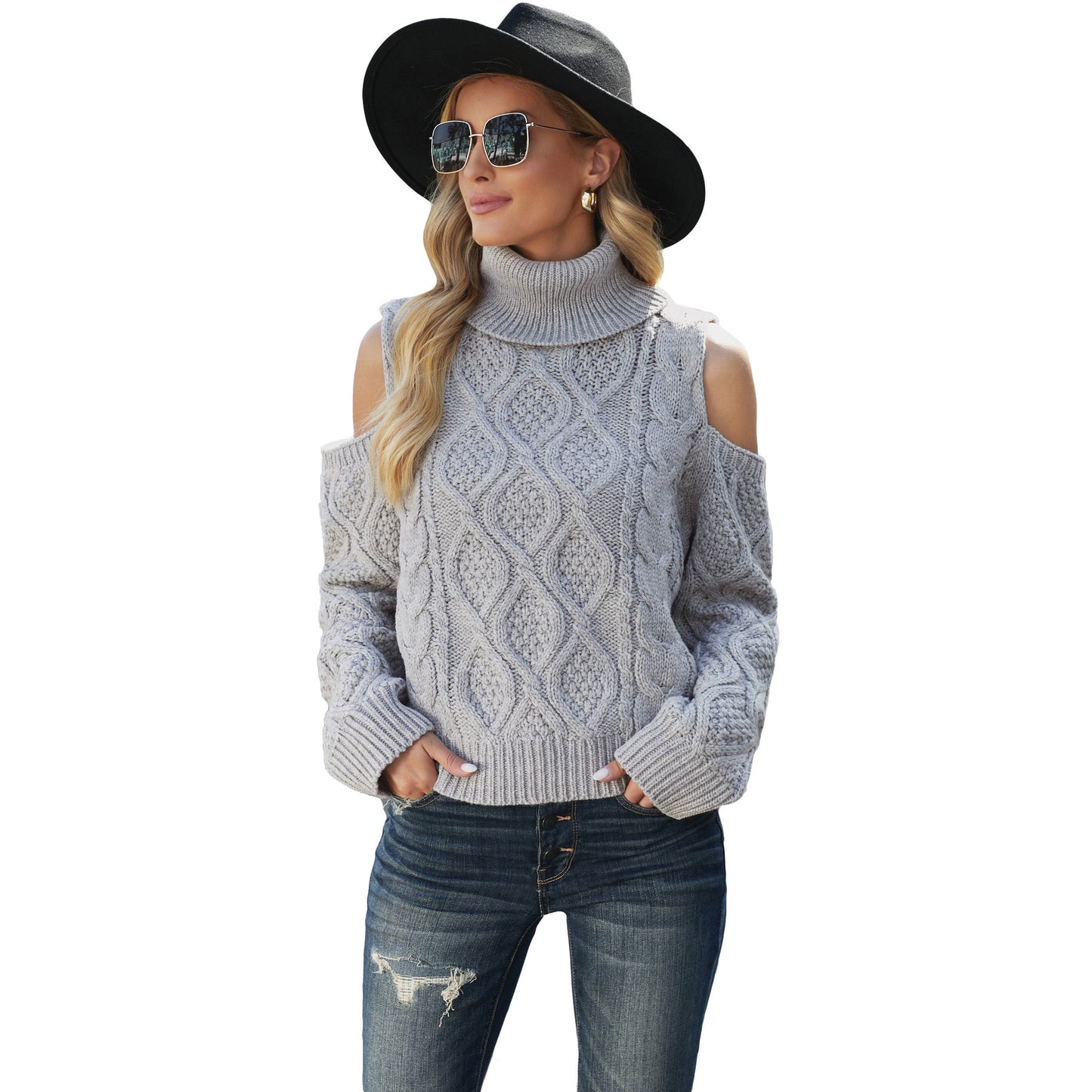 Twist Sexy High Neck Strapless Sweater Women