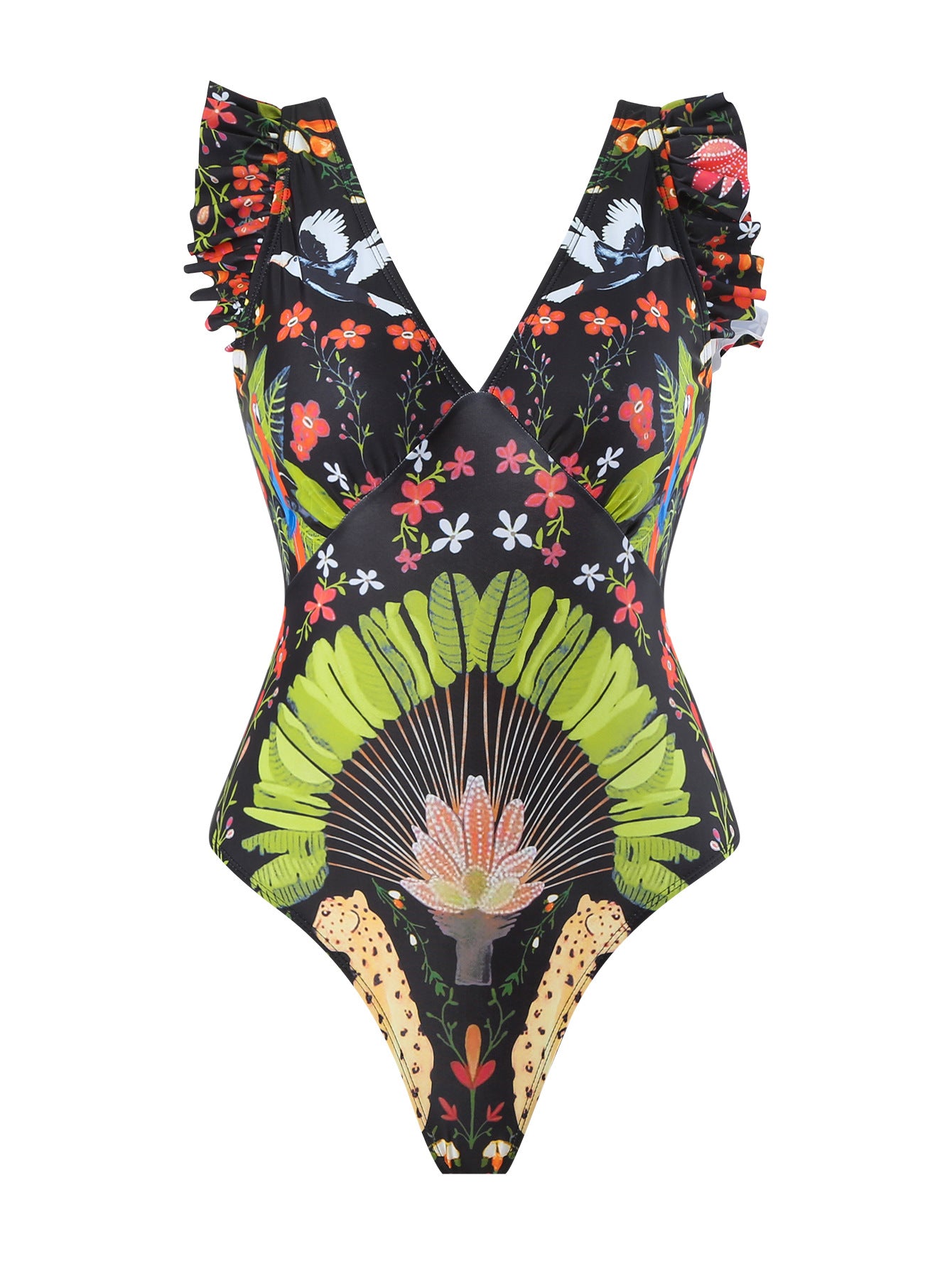 One Piece Women Printed Swimsuit with Covering
