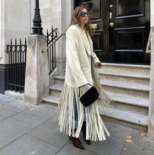 Maxi Fringe Blazer Inspired Tassel Over Coat