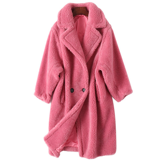 Sheep Shearing Women Long Teddy Fur Coat