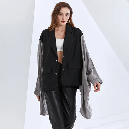 Structure Jacket with Bat Sleeve Lapel Collar