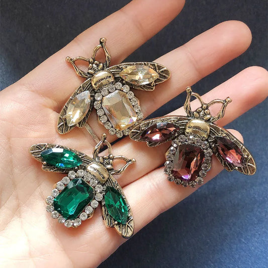 muylinda Vintage Crystal Bee Brooch Insect Collar Pin Bees Brooches For Women Clothes Scarf Clip Rhinestone Brooch Jewelry Gift