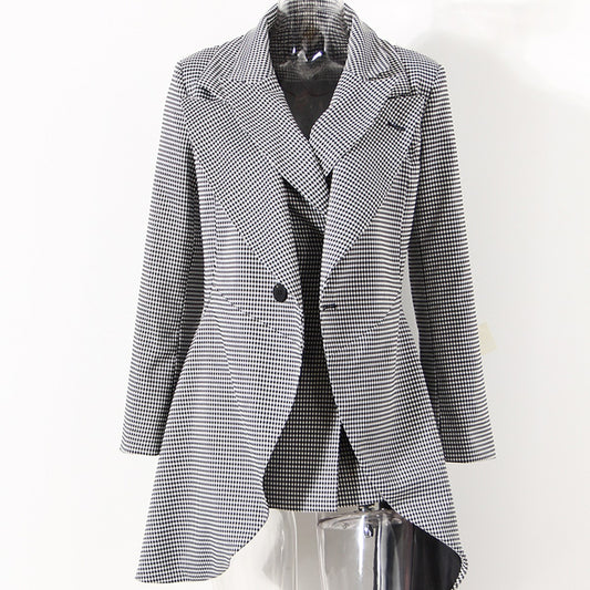 Small Plaid Loose Suit Jacket with bows